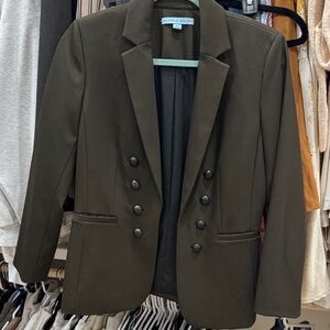 ANTONIO MELANI Dark Olive Double-Breasted Blazer